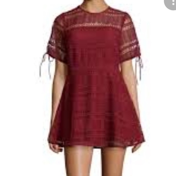 Tularosa Deep Red Eden Lace Fit & Flare Dress Size Small - Picture 3 of 13
